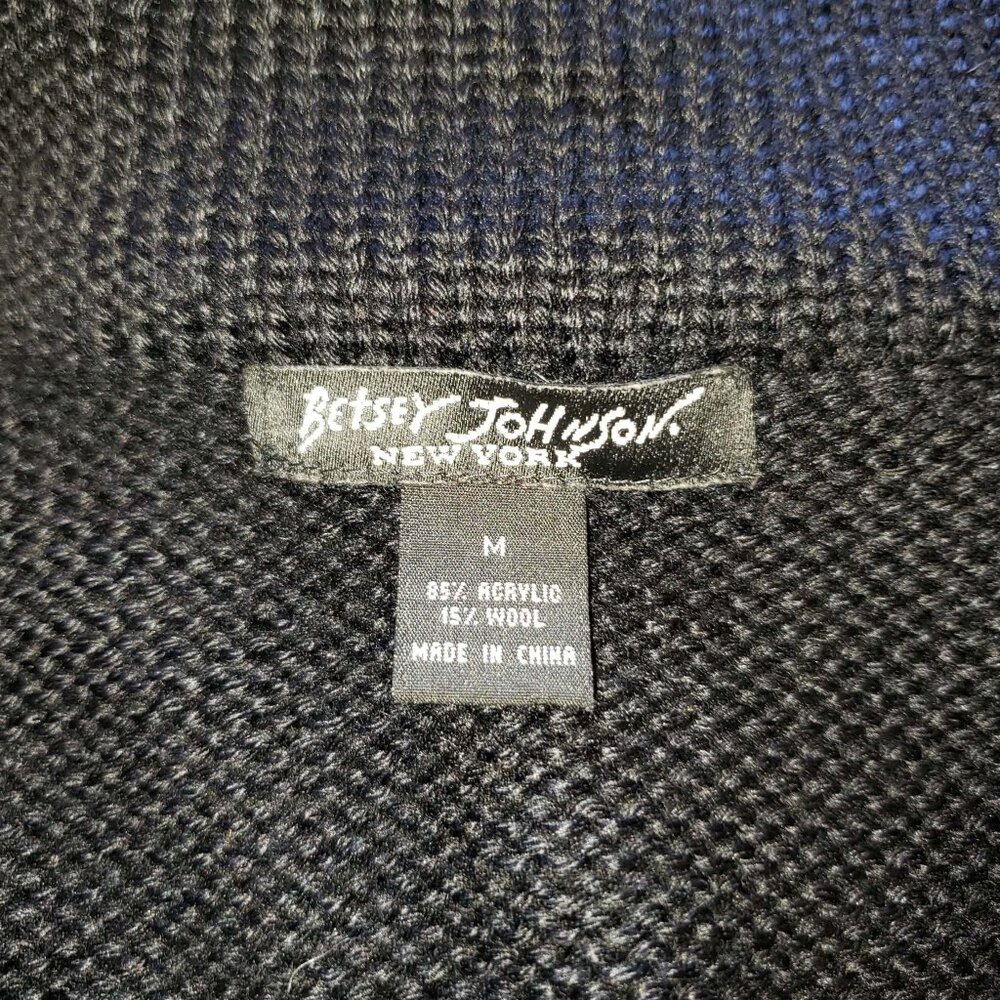 Vintage Betsey Johnson New York Duster Coat Black Sweater Dress Knit Jacket M S - Picture 14 of 14